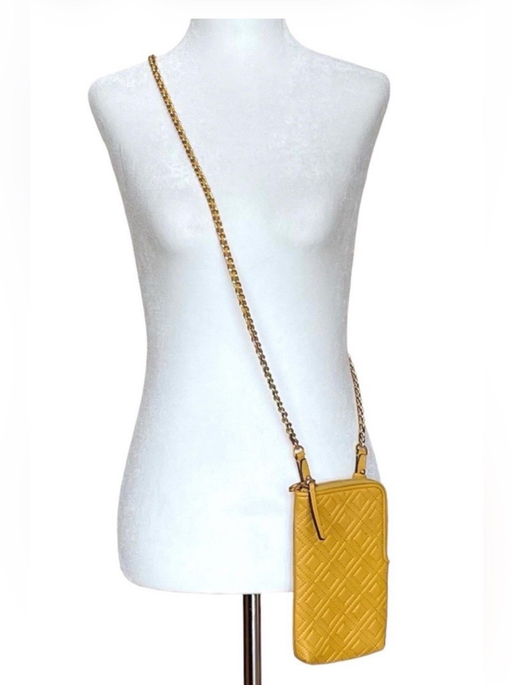 Tory Burch Yellow Leather Fleming Phone Crossbody Bag - Picture 12 of 12